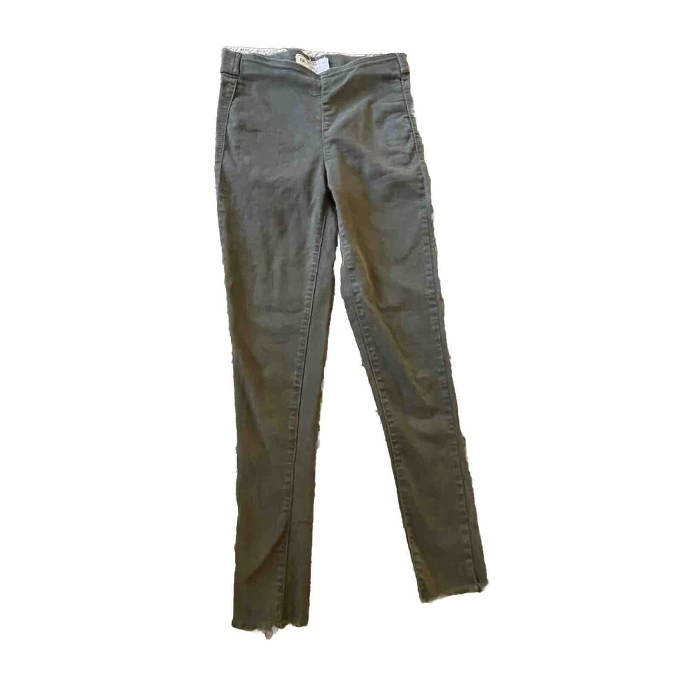 FREE PEOPLE  Skinny Pants Women's 25. Army Green W/ Frayed Bottoms